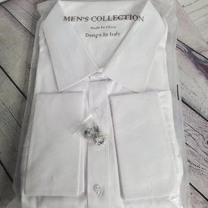 Men's Collection Dress Shirt with Silver Cufflinks